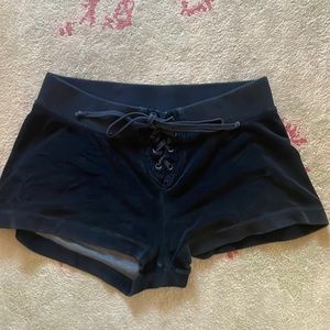 Hard Tail terry cloth lace up front black shorts in size L